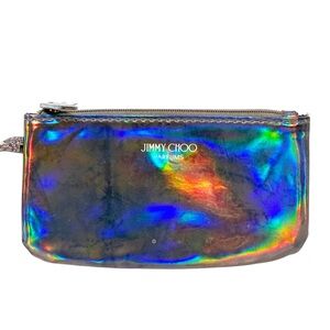 Jimmy Choo Parfumes Small Metallic Silver Mini Wristlet Coin Pouch
